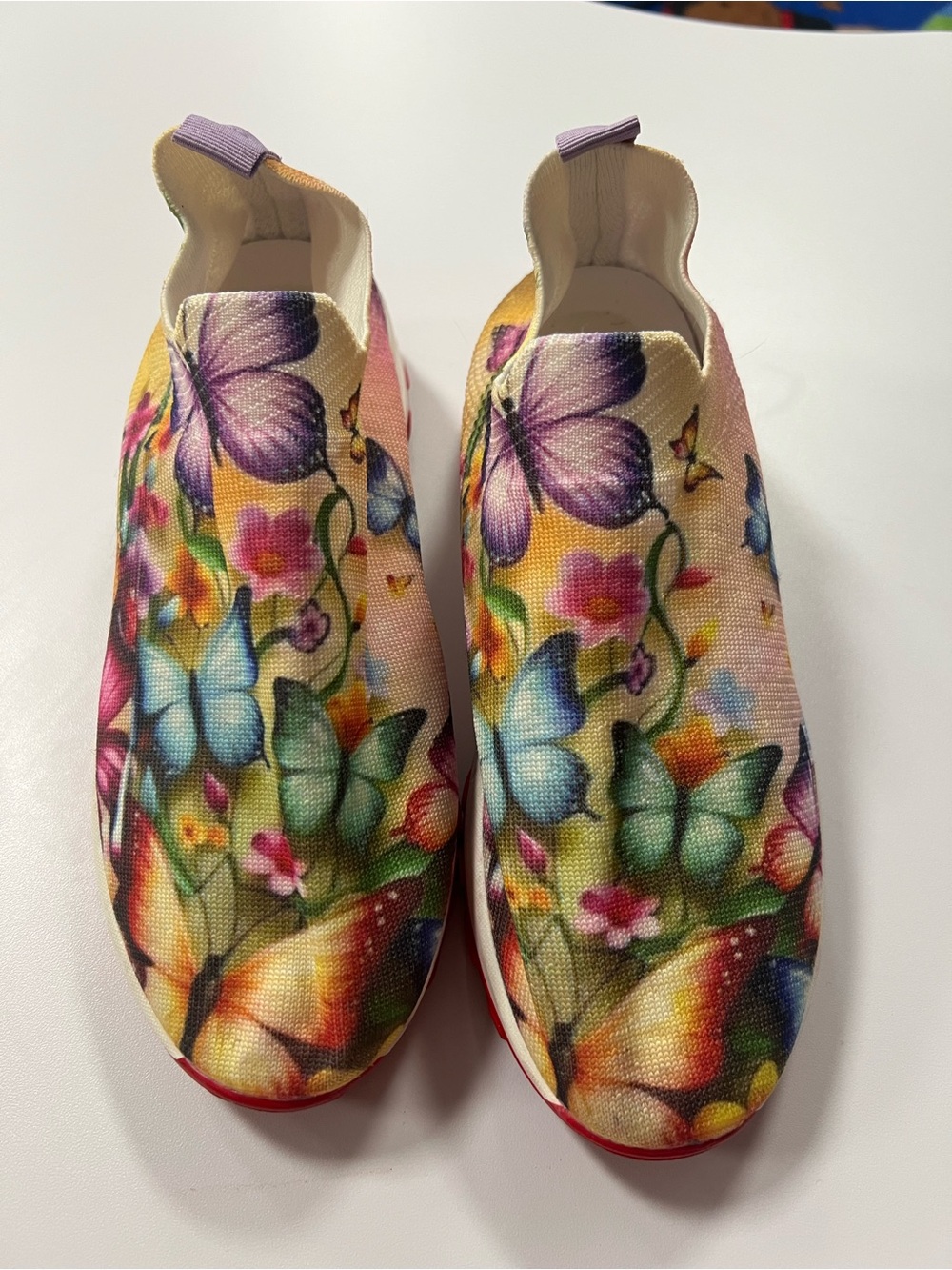 Ladies’ Multicolor Butterfly Slip-On Sneakers